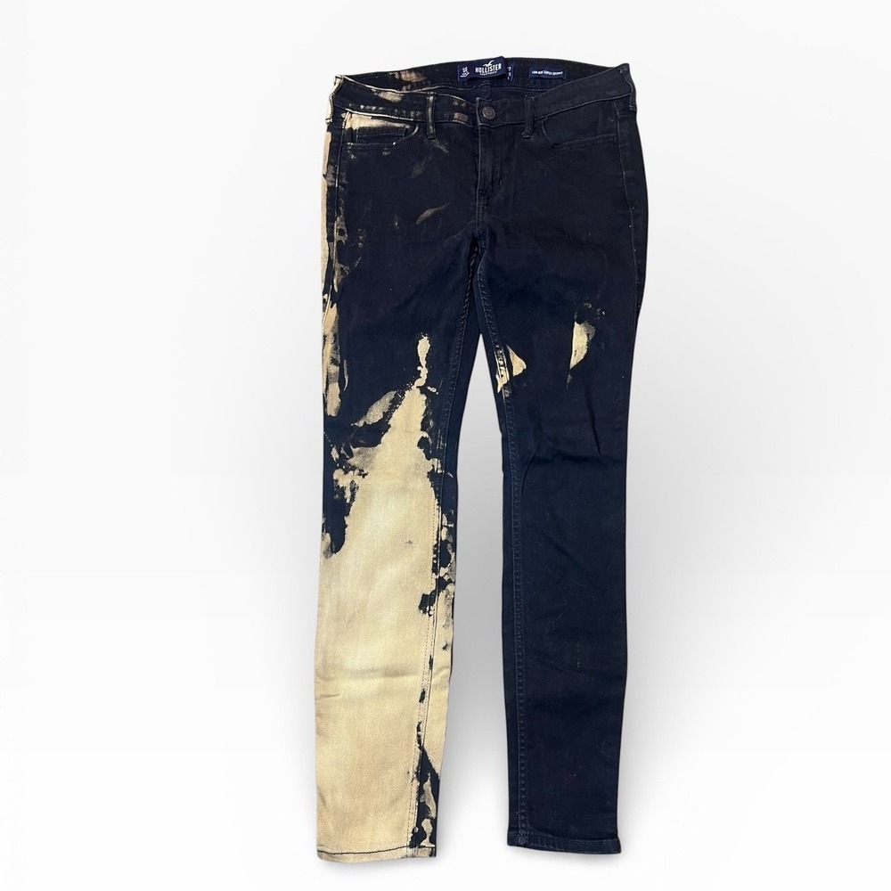 Hollister Low Rise Super Skinny Jeans Black Bleached Size 5 Short RETRO 90's RAD